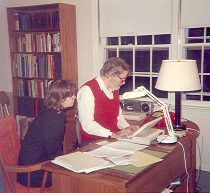 My father working at his desk